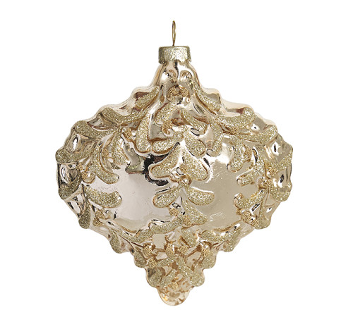 Украшение "Золотое сердце" с цветами (стекло) 10х5х11,5 см