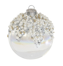 Шар зеркальный с жемчужинками (стекло) 8 см