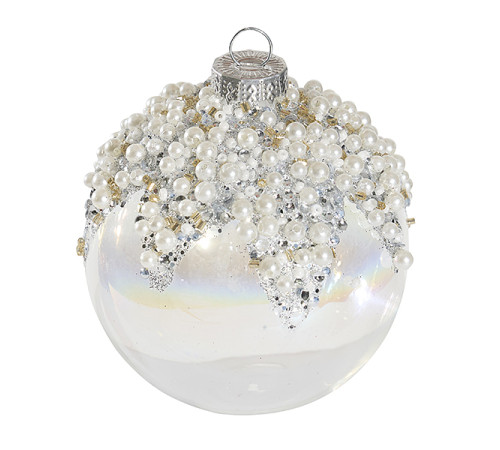Шар зеркальный с жемчужинками (стекло) 8 см