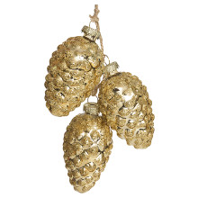 Гроздь из 3-х золотых шишек (стекло) 4,5х4,5х8 см