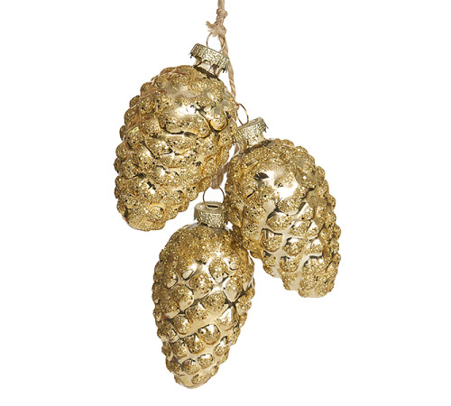 Гроздь из 3-х золотых шишек (стекло) 4,5х4,5х8 см