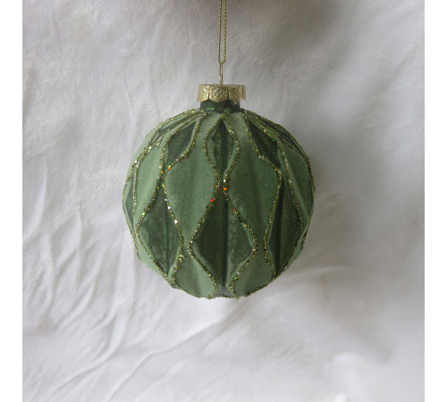 Шар "Серия Классическая", D10см зеленые ромбы