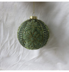 Шар "Серия Классическая", D10см зеленые цветы