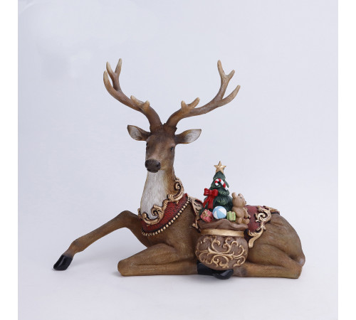 Лежачий олень с подарками 34,5*12,5*28,5см