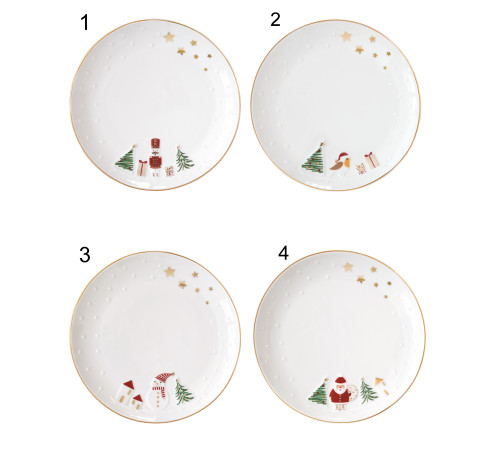Фарфоровый набор из 2-х тарелок Ø 16см в цветной коробке стоимость за 1шт (Нужный вариант указать в комментарии) асс.4 LET IT SNOW