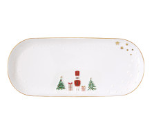 Фарфоровое сервировочное блюдо 34*15см в цветной коробке LET IT SNOW