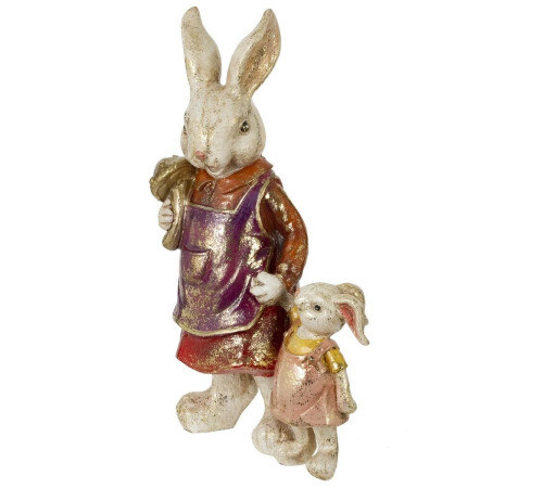 Фигурка декоративная "Зайчиха с зайчонком", L13 W7 H21,5 см