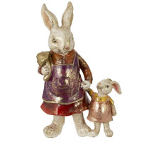 Фигурка декоративная "Зайчиха с зайчонком", L13 W7 H21,5 см