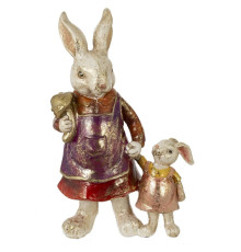 Фигурка декоративная "Зайчиха с зайчонком", L13 W7 H21,5 см