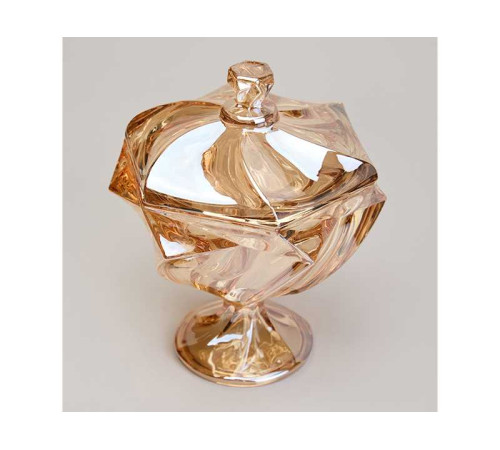 КОНФЕТНИЦА С КРЫШКОЙ НА НОЖКЕ "BOGEMA" AMBER ДИАМЕТР=17 СМ ВЫСОТА=15,5 СМ