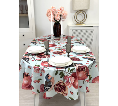 Скатерть столовая Зяблик и Гранат овал 168*220