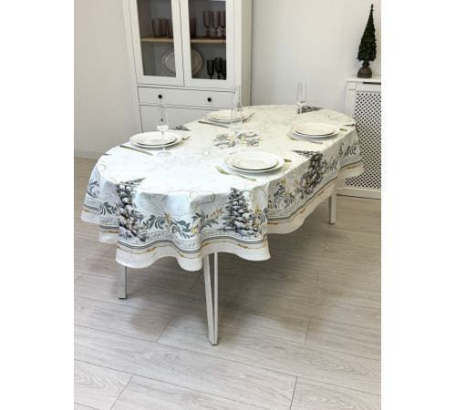 Скатерть ATMOSPHERE HOME Renaissance овальная, водоотталкивающая, артикул-РЕС-овал 168*250, размер овал 168*250, 100% хлопок, коробка картон