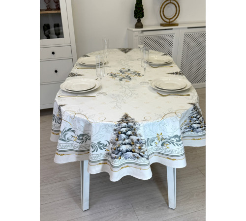 Скатерть ATMOSPHERE HOME Renaissance овальная, водоотталкивающая, артикул-РЕС-овал 168*250, размер овал 168*250, 100% хлопок, коробка картон