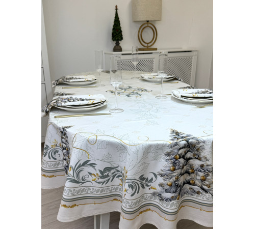 Скатерть ATMOSPHERE HOME Renaissance овальная, водоотталкивающая, артикул-РЕС-овал 145*220, размер овал 145*220, 100% хлопок, коробка картон