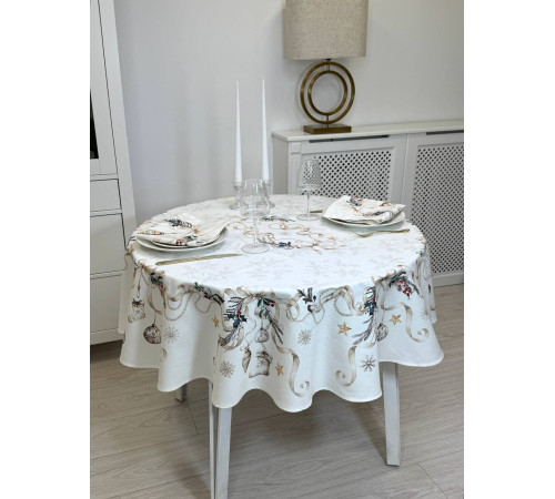 Скатерть ATMOSPHERE HOME Brilliance круглая, водоотталкивающая, артикул-БЛ-Ф150, размер круг 150, 100% хлопок, коробка картон