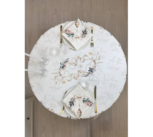 Скатерть ATMOSPHERE HOME Brilliance круглая, водоотталкивающая, артикул-БЛ-Ф150, размер круг 150, 100% хлопок, коробка картон