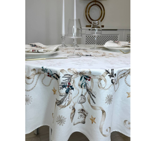 Скатерть ATMOSPHERE HOME Brilliance круглая, водоотталкивающая, артикул-БЛ-Ф150, размер круг 150, 100% хлопок, коробка картон