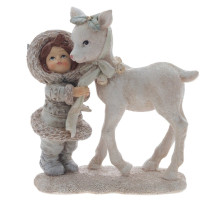 Фигурка декоративная "Девочка и олень", L12 W6 H12,5 см