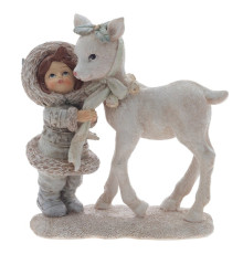 Фигурка декоративная "Девочка и олень", L12 W6 H12,5 см