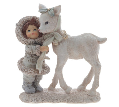 Фигурка декоративная "Девочка и олень", L12 W6 H12,5 см
