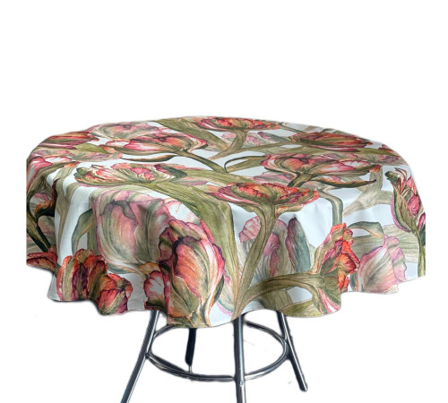 Скатерть столовая Зеленый тюльпан круг 150 см