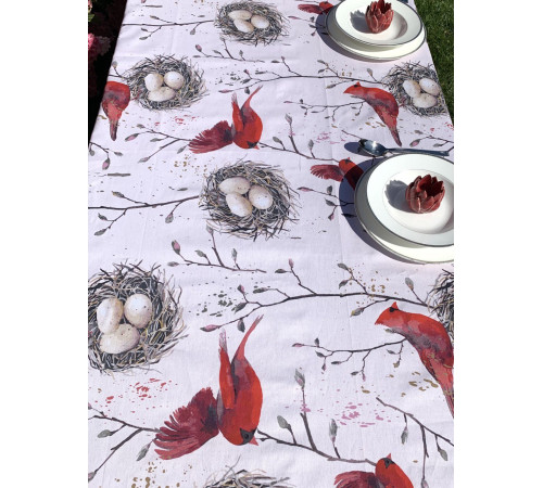 Птица на гнезде: скатерть 145 x 350 см (с пропиткой «Антипятно»)