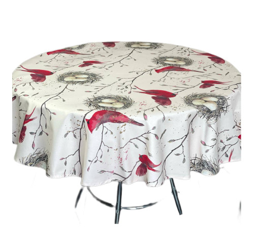 Птица на гнезде: круглая скатерть д.150 см (с пропиткой «Антипятно»)