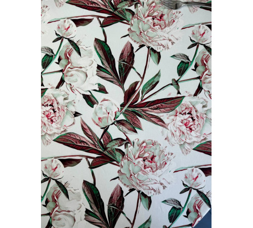 Скатерть столовая Пион белый 145 x 200 см (овал)