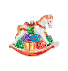 Лошадка-качалка с подарками (стекло) 11,5х4,5х8 см
