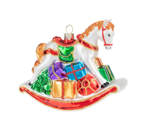 Лошадка-качалка с подарками (стекло) 11,5х4,5х8 см