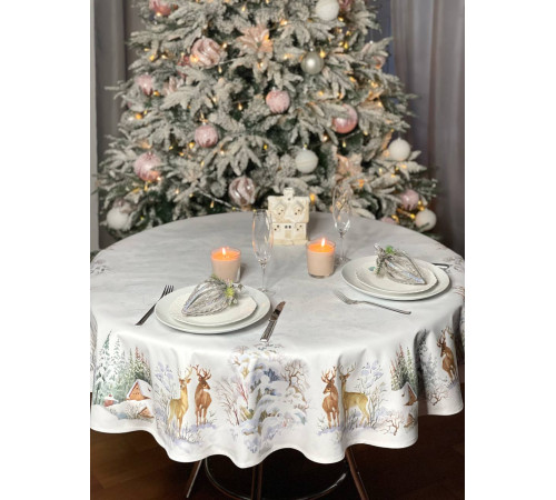 Скатерть столовая Альпийский склон круг д.150