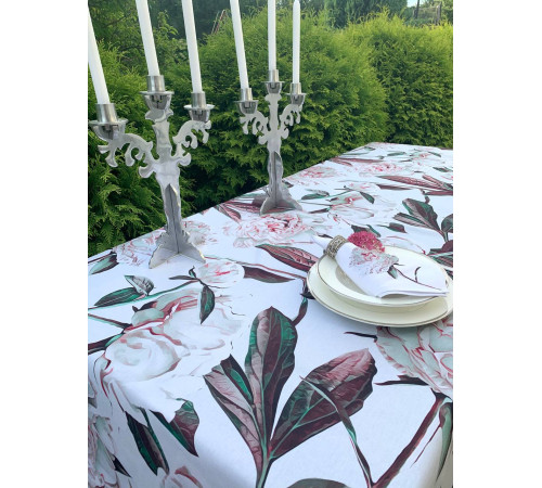 Скатерть столовая Пион белый 145 x 200 см