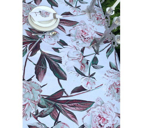 Скатерть столовая Пион белый 145 x 200 см