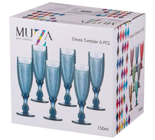 НАБОР БОКАЛОВ ДЛЯ ШАМПАНСКОГО "ГРАНАТ" ИЗ 6ШТ. СЕРИЯ "MUZA COLOR" 150МЛ